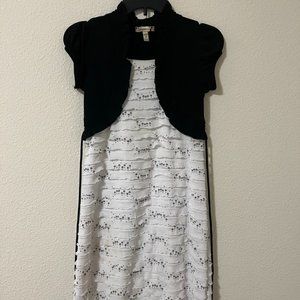 Black and white sequined party dress-S
